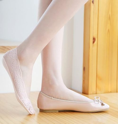 🧦5 Pairs Lace No Show Liner Socks for Women✨(Black+Blue+Gray+Skin tone+White）