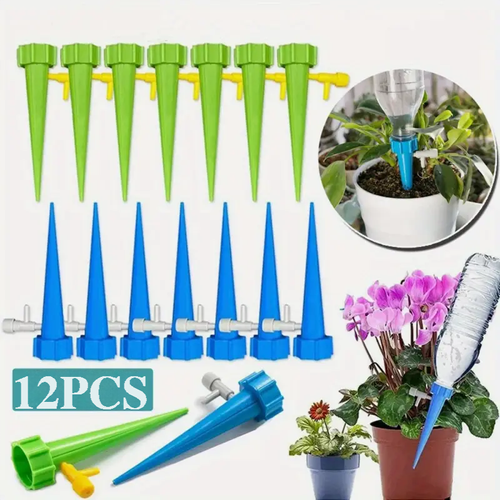 12pcs Adjustable Plant Watering Drippers System - Self-Watering Drip Irrigation Spikes