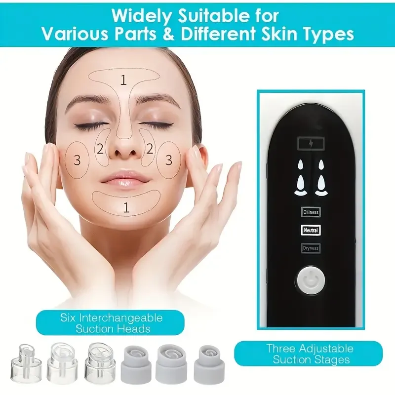 USB Rechargeable Blackhead Extractor – Long-Lasting & Portable Pore Vacuum for Flawless Skin, Easy Facial Cleansing & Pimple Removal