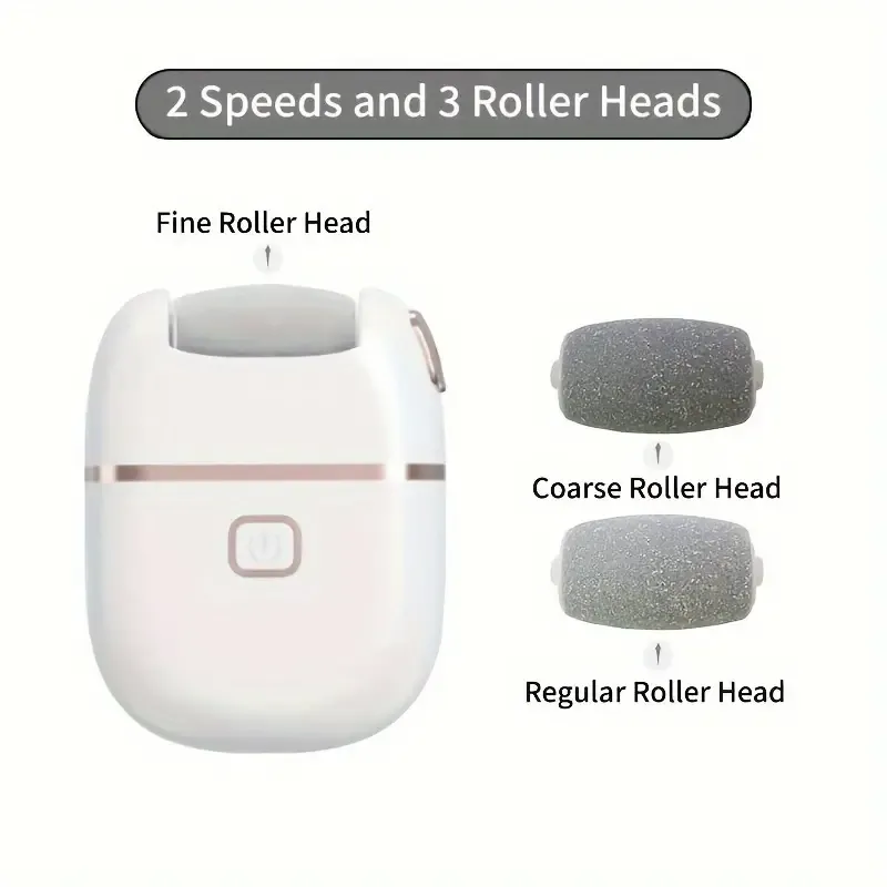 Rechargeable 1pc Electric Foot Grinder - Portable USB Charging, Three Replaceable Grinding Heads for Thick Leather Polishing, Cracked & Dry Skin Care-White