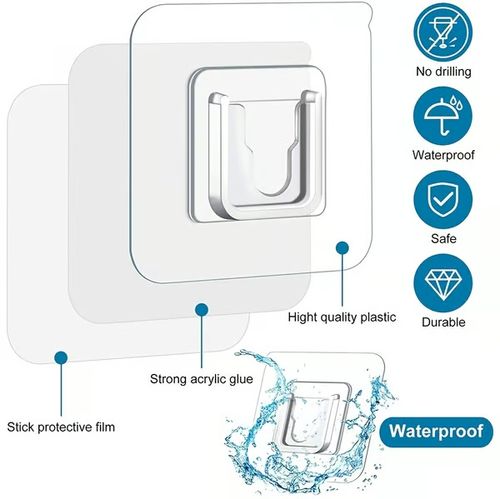 10 Pairs Transparent Double-sided Adhesive Wall Hooks