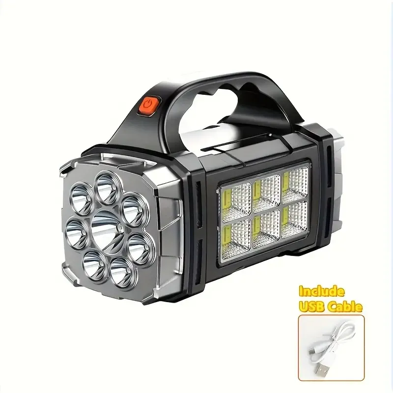 1pc 2200W Ultimate Super-Bright LED Searchlight - Ultra-Portable, Dual Solar+USB Rechargeable