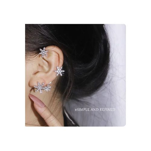 Snowflake Earrings Ear Hook Elegant Zircon No Pierced Ears