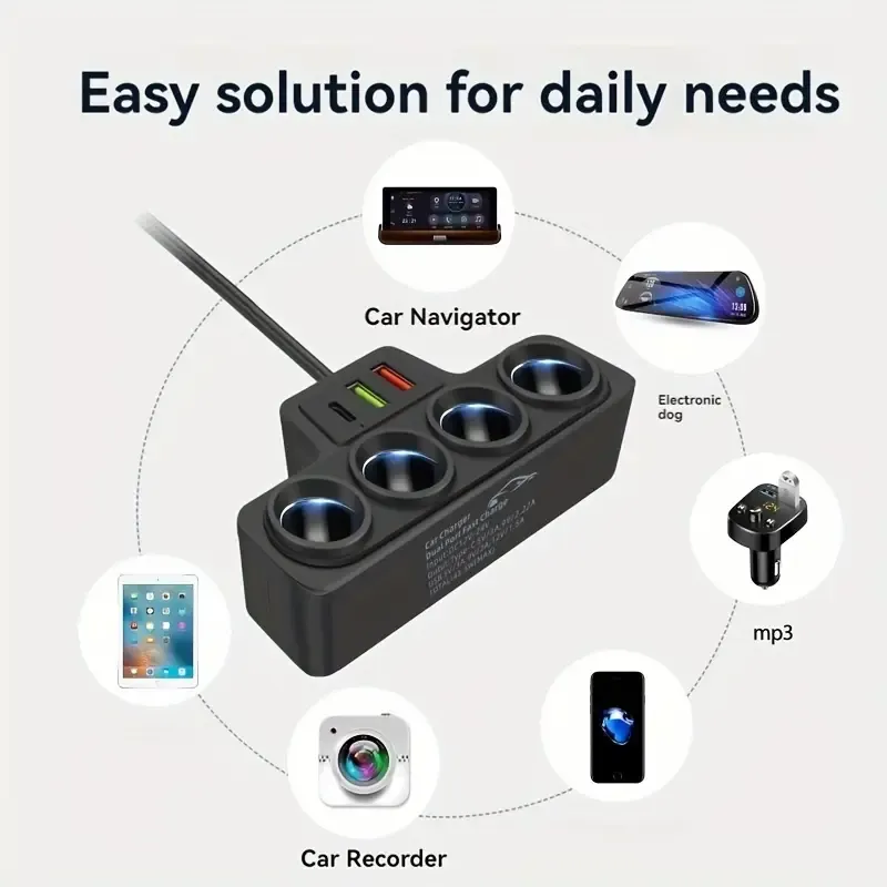 2PCS Universal Car Charger Featuring One to Four QC3.0 And USB
