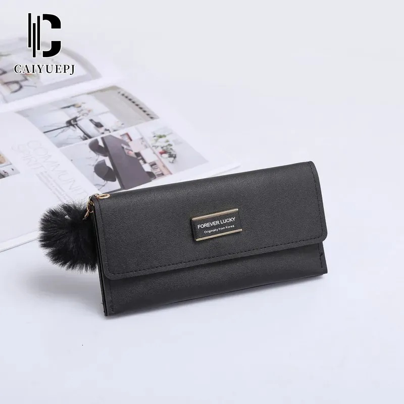 Lady Purse Solid Color Wallet Women's Card Wallets - Black