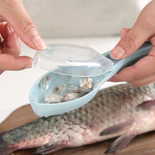 Fish Scaler, Fast Fish Scale Remover Fish Scale Remover with Cover Handheld Fish Skin Descaler Portable Scaling Tool for Home Kitchen