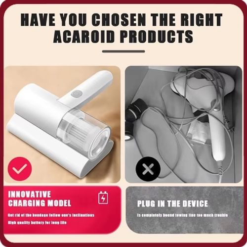 Handheld Mite Removal Machine Cordless Handheld Vacuum Cleaner USB Rechargeable Mite Remover Brush for Bed and Sofa Pillow