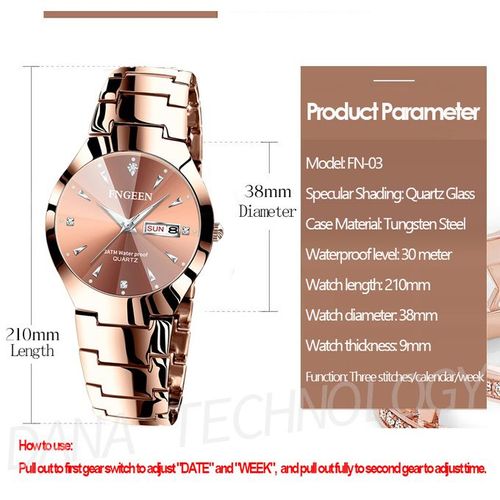 Fngeen 03 Luxury Classy Unisex Watch With Date Week - Coffee
