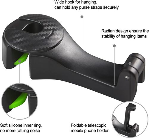 2 PCS 2 in 1 Car Headrest Hidden Hook