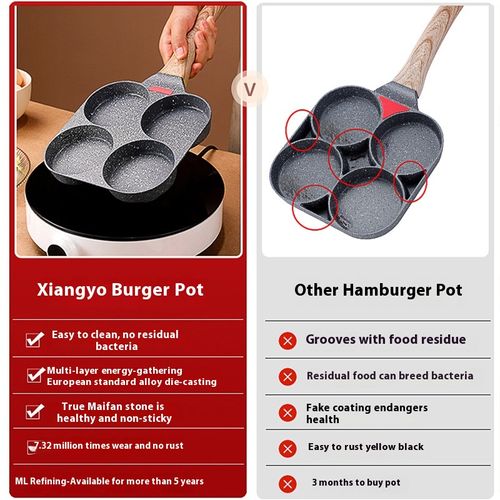 Frying pan household mini four-hole cross-border new medical stone omelette artifact breakfast omelette pot chicken Egg Burger Skillet