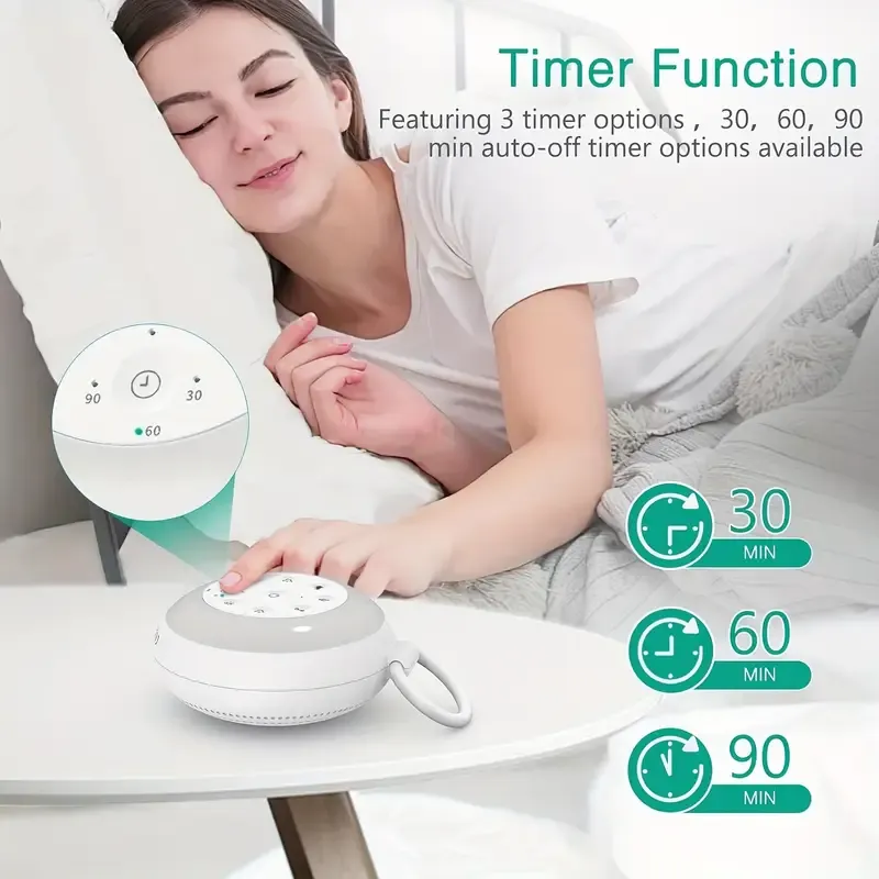 Sleep Sound Machine 24 Natural Soothing Sounds 7 Color Breathing Lights and Night Light with Timer Memory Feature Rechargeable Portable White Noise Machine for Baby Kids Adults