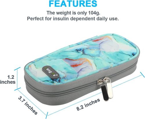 Insulin Cooler Travel Case for Diabetic Insulin Cooling Bag Travel Insulin Pencil Case Cooler Insulin Bag Diabetic Organizer Accessories with 2 Ice Packs, marble green, Compact