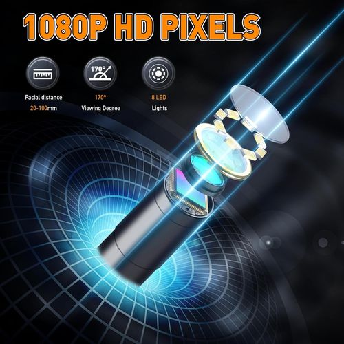 Endoscope Camera with Light, Borescope Camera with Screen, 1080P HD Snake Camera with 8 LED Lights, IPX7 Waterproof Handheld Endoscope, 5M Semi-Rigid Bore Scope Gadgets(4.3-inch IPS)