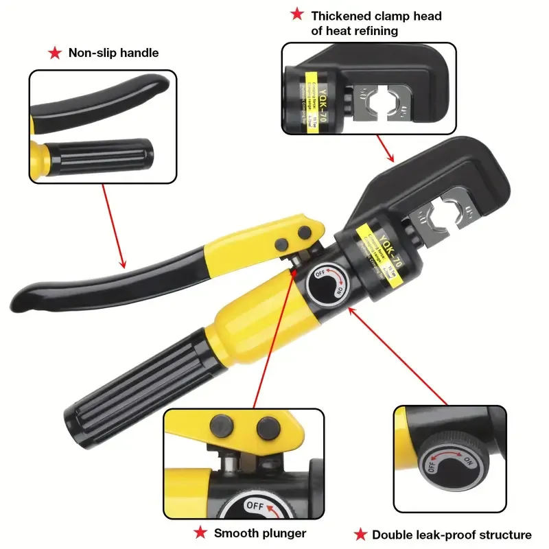 Adjustable oil return valve chrome-plated integrated manual hydraulic pliers crimping electrical wires