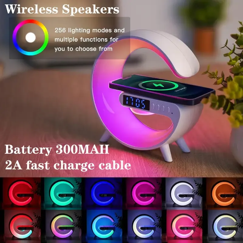 Wireless Speaker Wireless Charging Atmosphere Night Light Speaker Birthday Gift for Boyfriend, Girlfriend, Best Friend, Brother-White