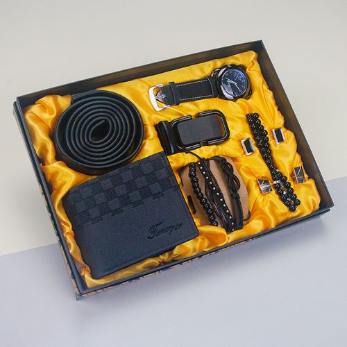 11-piece black high-end business men's watch gift box set wallet keychain bracelet companion gift Valentine's Day gift