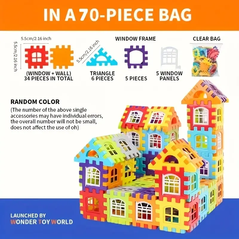 100Pcs House Assembly Building Blocks, Large Size, Creative Square Block Building Blocks, Basic Assembly Building Blocks, Educational DIY Assembly Toys, Birthday Gifts