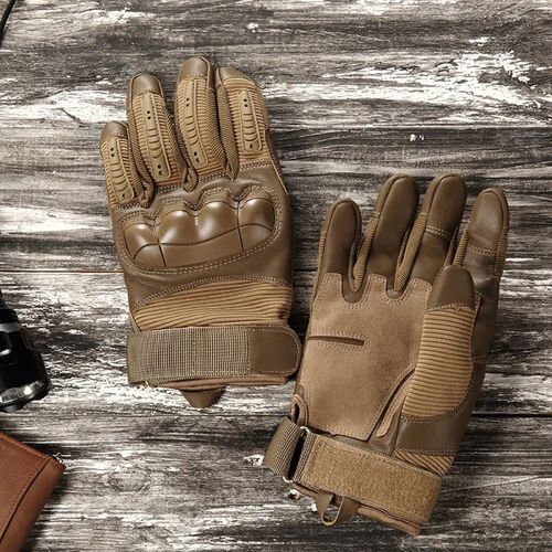Indestructible Protective Tactical Full-finger Gloves-brown