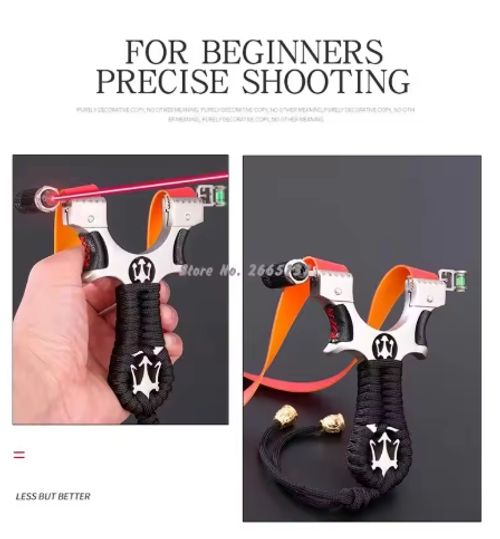 High Precision Laser Slingshot Bow Big Power Stainless Steel Catapult Hunting Accessories Rubber Band Outdoor Shooting Practice