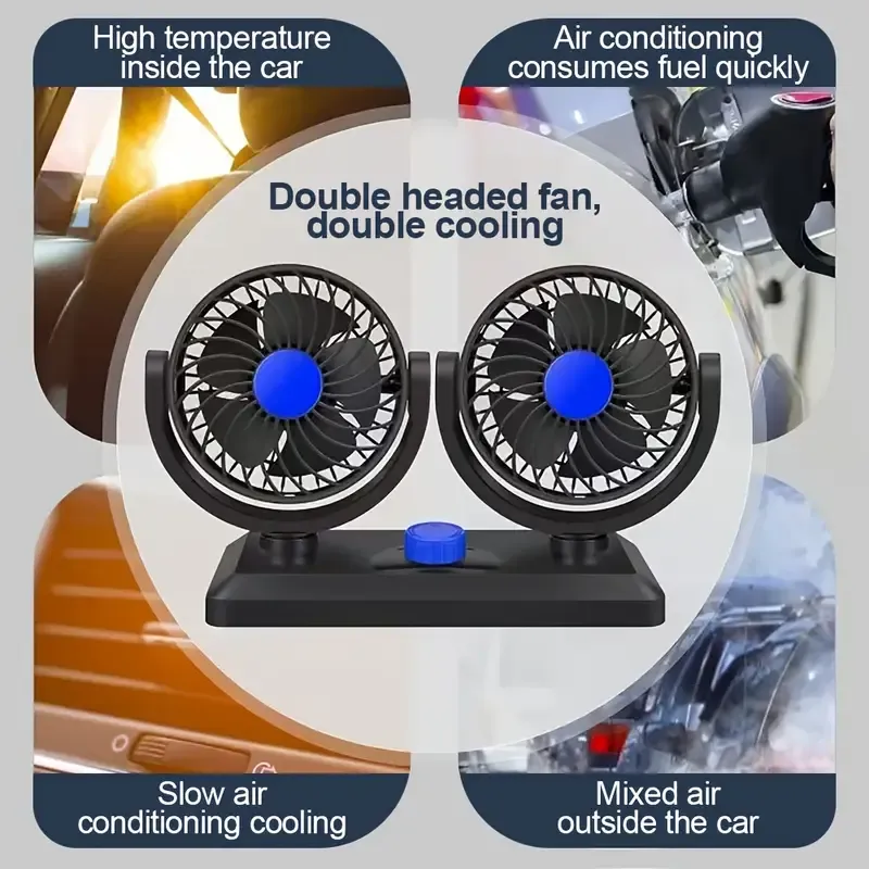 Car Dual Head Mounted USB Fan