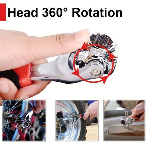 52 In 1 Wrench Tool Set, 360° Swivel Head, Universal Wrench, 8-19mm, Hardware Tools