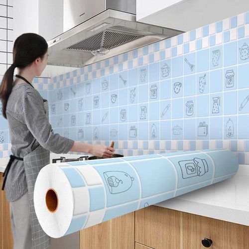 Kitchen Wall Stain Prevention Sheet Heat Resistant Sheet Waterproof Oil Proof Stain Resistant Wallpaper( 500x60CM)