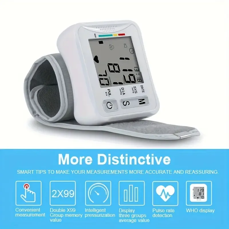 TAIKON W01 Digital Blood Pressure Monitor with Pulse Rate Detection - Easy-to-Use Wrist Cuff
