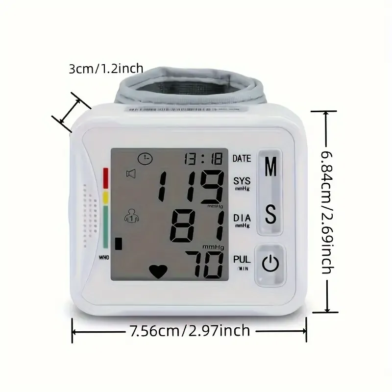 TAIKON W01 Digital Blood Pressure Monitor with Pulse Rate Detection - Easy-to-Use Wrist Cuff