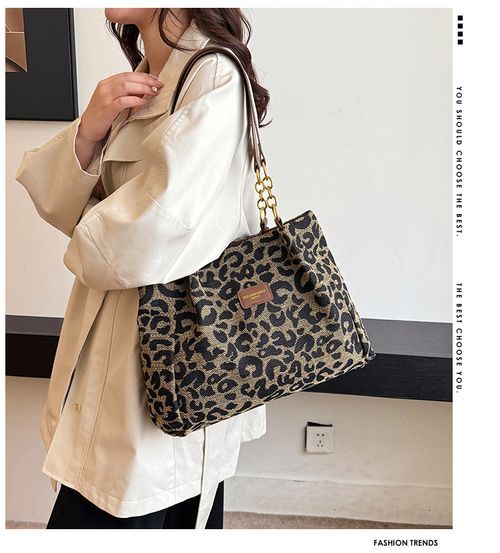 Women Leopard Design Handbags Fashion Underarm Bags Versatile Large Capacity Shoulder Bags Female Shopper Tote Bags
