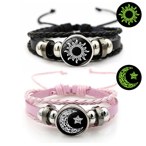 A pair Sun and Moon Lovers Luminous Bracele