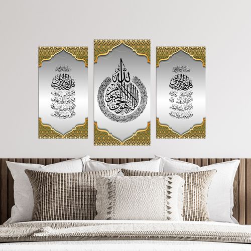 3 Panel Islamic Wall Art Islamic Calligraphy Ayatul Kursi Printed Wall Art Muslim Islam Crystal Porcelain Painting living room