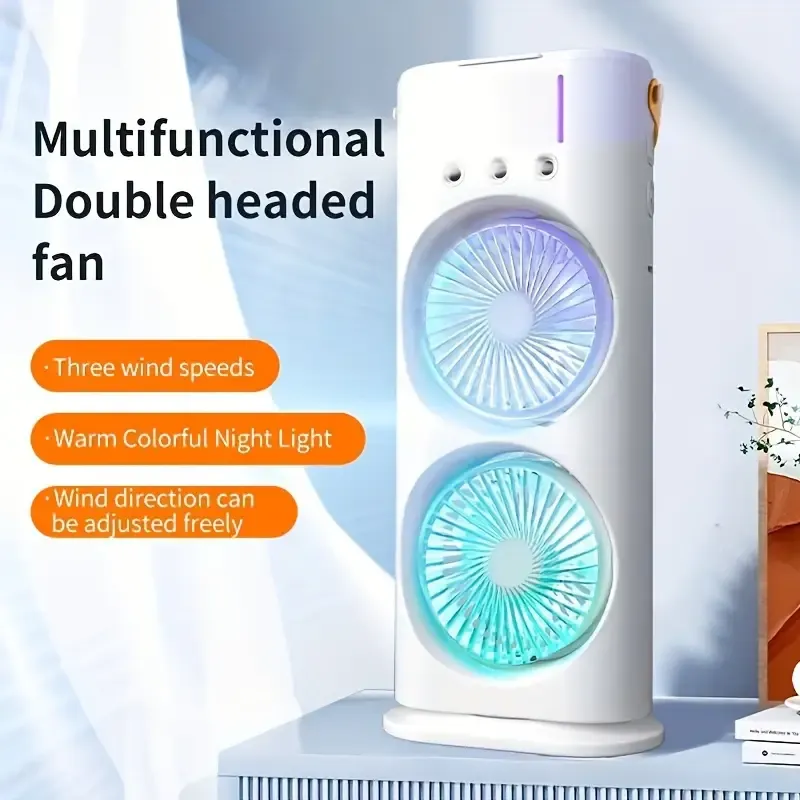 USB-Powered Double-Head Mist Spray Fan
