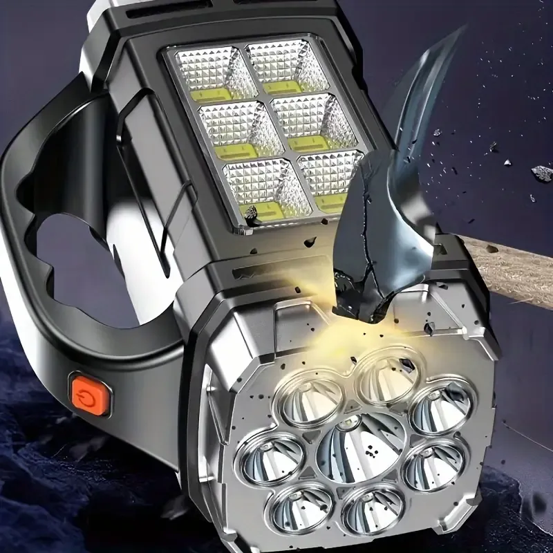 1pc 2200W Ultimate Super-Bright LED Searchlight - Ultra-Portable, Dual Solar+USB Rechargeable