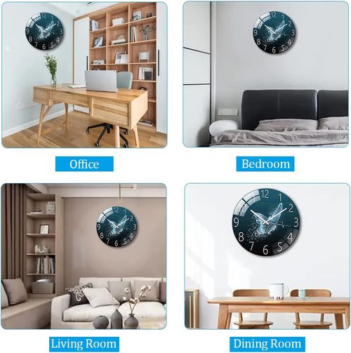 Modern Fantasy Butterfly Wall Clock Dial Silent Movement-Blue