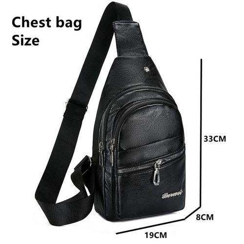 3 PCS Men Bags Chest Bags Crossbody Bags Wallets and Belts-Black