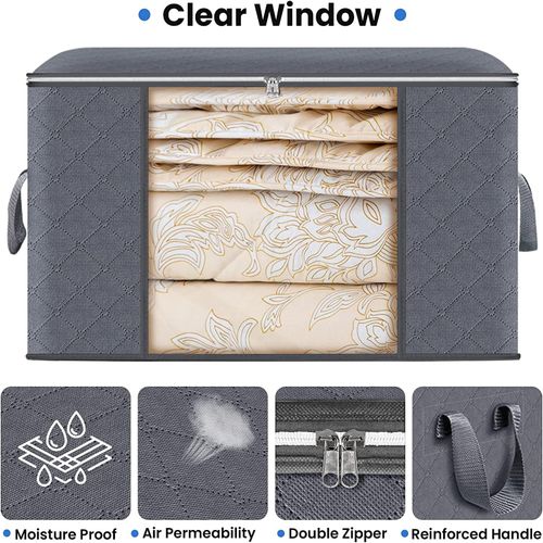 2PCS Foldable Storage Bag Portable Clothes Organizer Tidy Pouch Suitcase Non-woven Home Storage Box Quilt Storage Container Bag Box