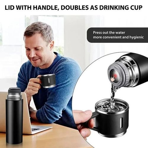 500ML 304 Stainless Steel Vacuum Insulated Bottle Gift Set-Black