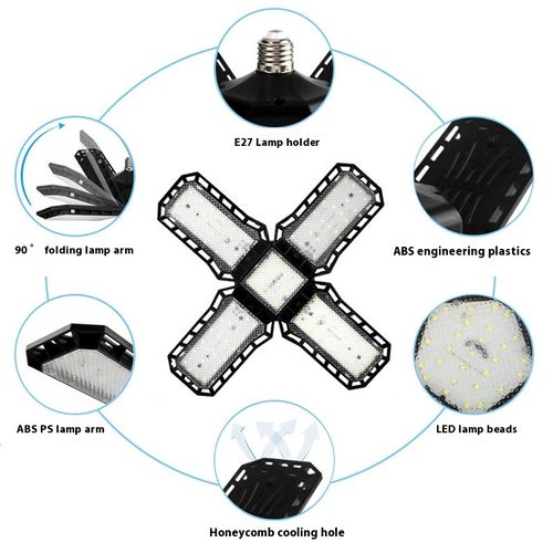 High power changeable light bulbs led energy saving lamps wholesale high brightness folding diamond Garage light-80w black diamond 5+1 wide pressure model