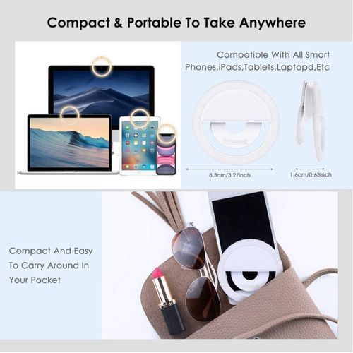 Rechargeable Selfie LED Ring Fill Light For Phone-white