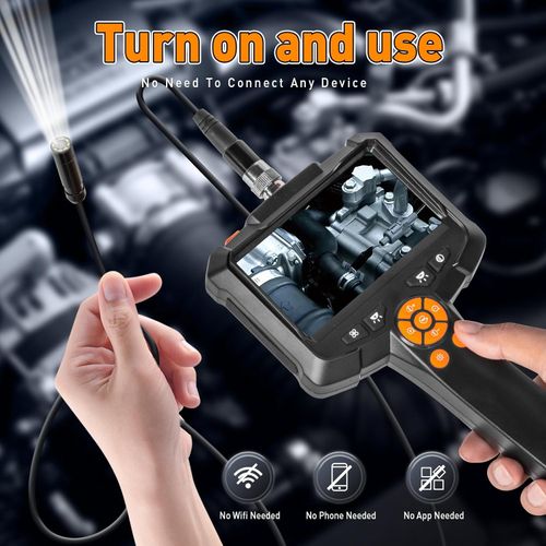 Endoscope Camera with Light, Borescope Camera with Screen, 1080P HD Snake Camera with 8 LED Lights, IPX7 Waterproof Handheld Endoscope, 5M Semi-Rigid Bore Scope Gadgets(4.3-inch IPS)