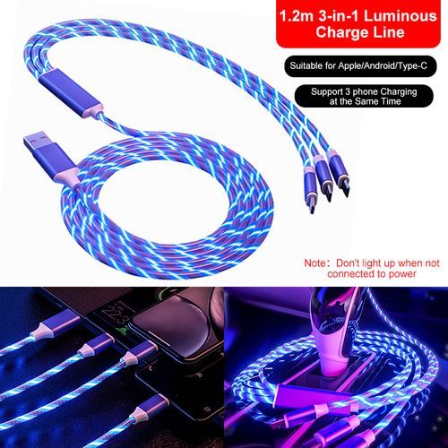3-in-1 Luminous Fast Charge Cable For Apple Android Type-C