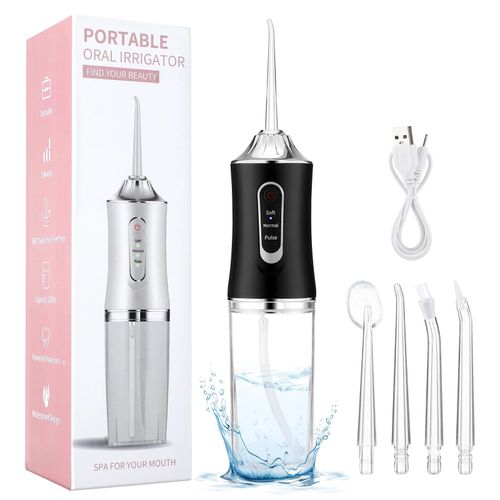 Portable dental flosser oral irrigator USB charging with dental floss spray tooth pick 4 tips 220 ml mouthwash machine