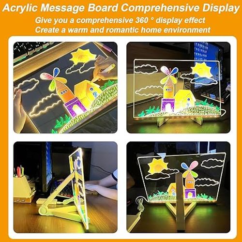 LED Note Board with Colors, Acrylic Dry Erase Board with Light