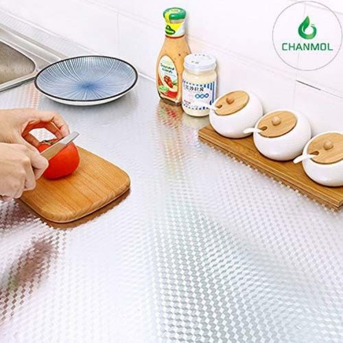Kitchen Wall Paper Oil Proof Sticker Backsplash Silver Self-Adhesive Protective Sticker, 15.7X393.7 Inches