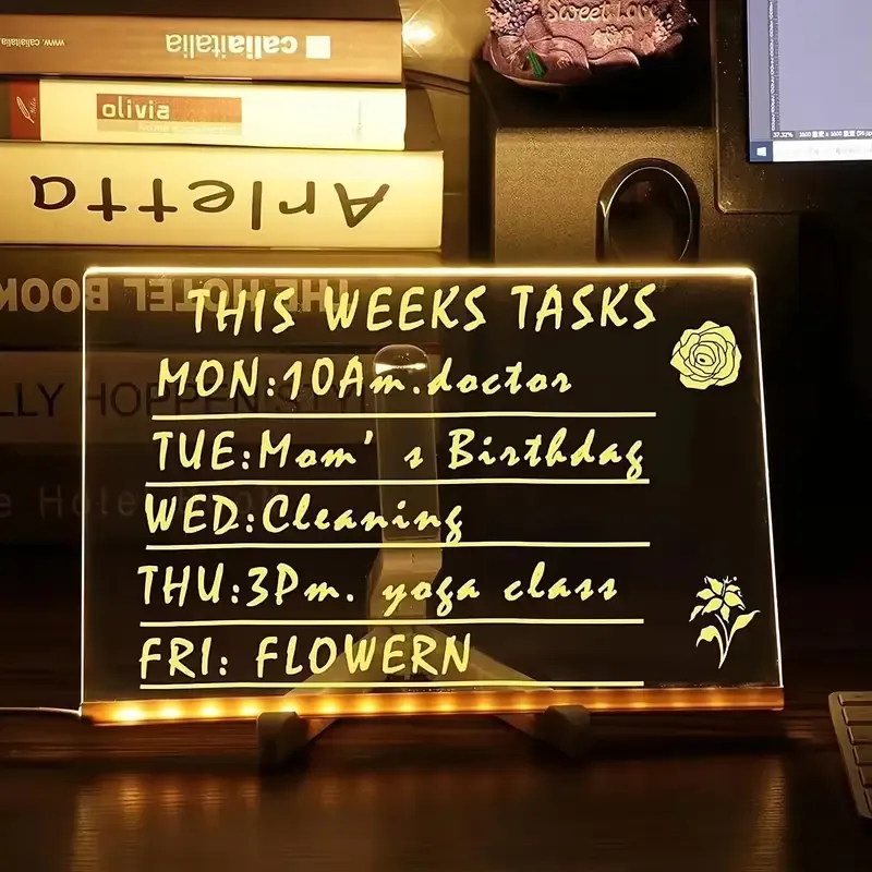 Modern USB LED Acrylic Message Board with Stand(30*20CM)