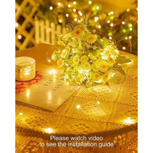 Mythco Solar String Lights For Outside 12m 100LED, 8 Modes