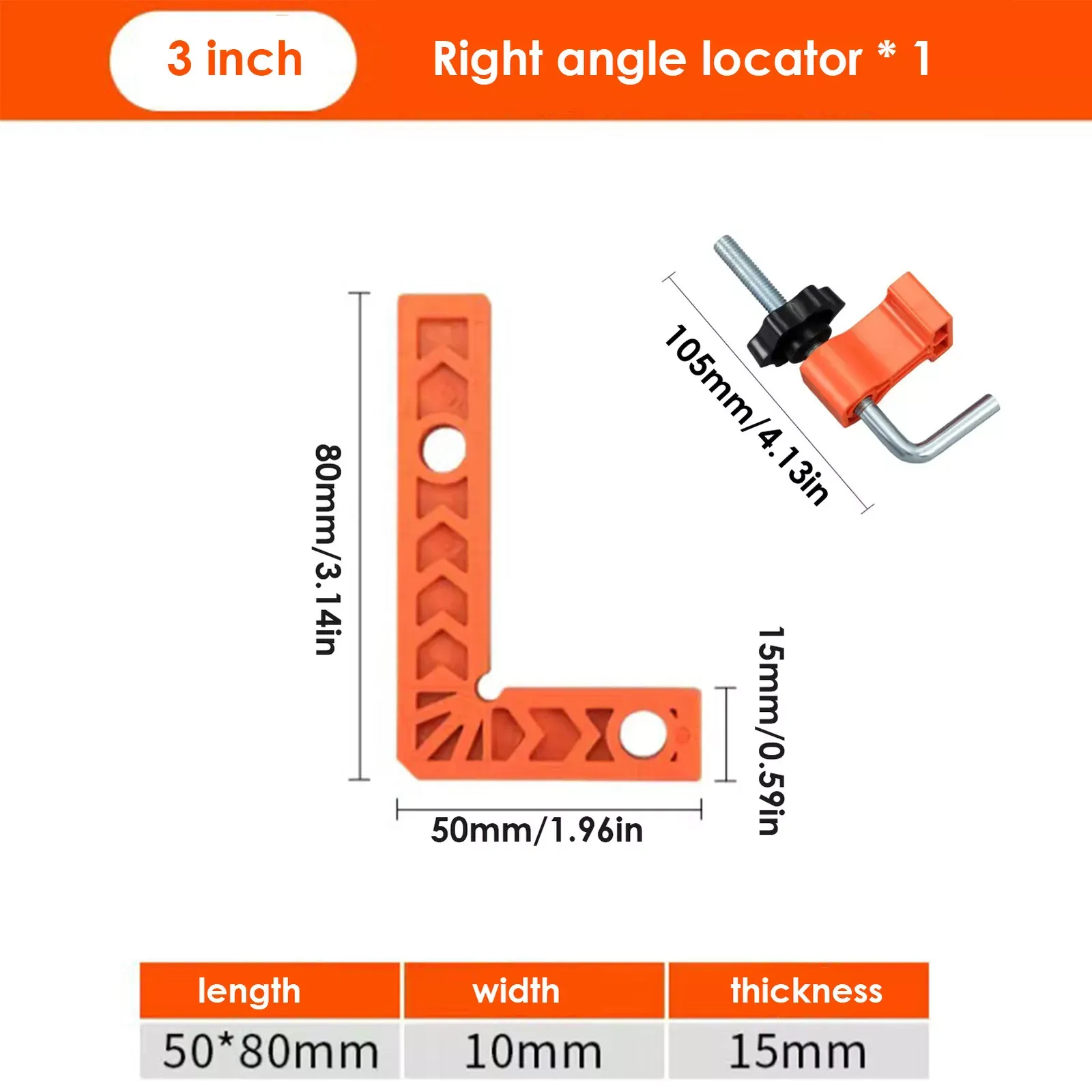 Right Angle Locator 90 Degree Ruler L Type(3 Inches*4+4 Inches*4+Locking Clips*8)