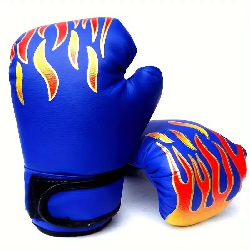 Boxing Sanda Gloves Training for Children and Teenagers Fighting Training Protective Gear Fitness One-time Forming Gloves Blue Flame Model Product Description