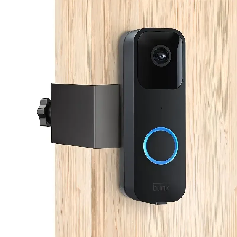 Blink Doorbell Mount, Security Flashing Camera Bracket, No-Drill Outdoor Door Camera Holder with Rain Cover, Compatible with Blink Video Doorbell, Unobstructed Sensor & Night Vision, Metal, Black, No Electricity Needed