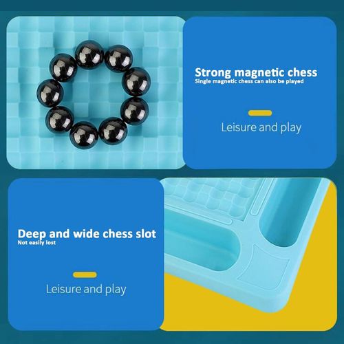 The 2024 New Magnetic Chess Set has a Magnetic Board Game with Stones, Plastic Chessboard, and String, which is a Strategy Game for Kids and Adults as a Family or Party Game